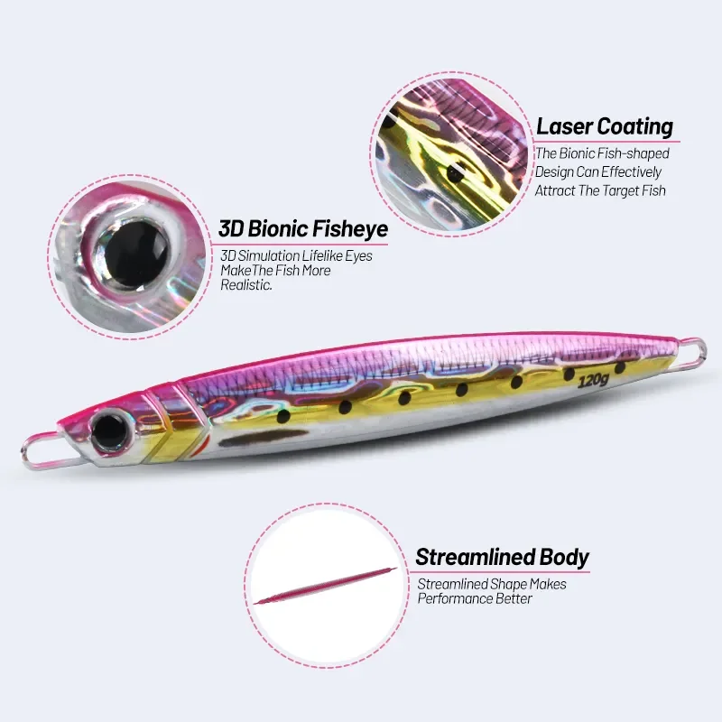 Cuchara Vertical Artificial con estampado 3D, cebo giratorio para carpa, artículos de pesca de mar, Jigpara de hundimiento rápido de Metal, 60g-200g - imagen 4