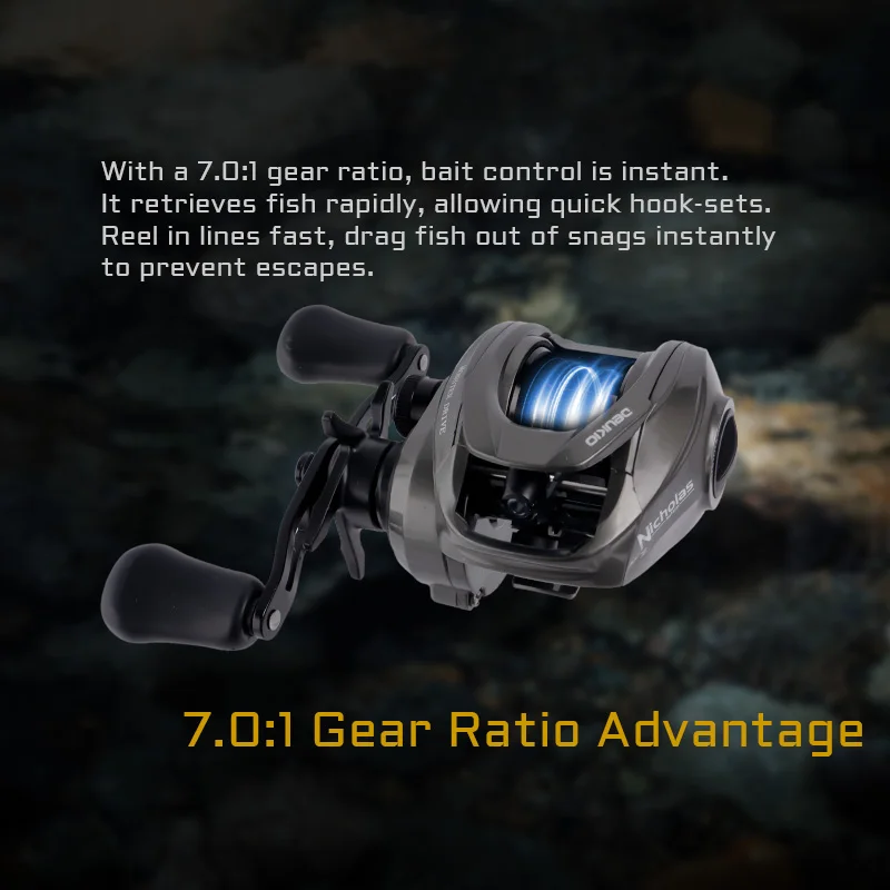 DEUKIO-carrete de pesca ultraligero para Baitcasting, relación de engranaje 7,0:1, agua salada, 5 + 1BB, 8KG, doble potencia de arrastre, agua dulce, 1 ud. - imagen 5