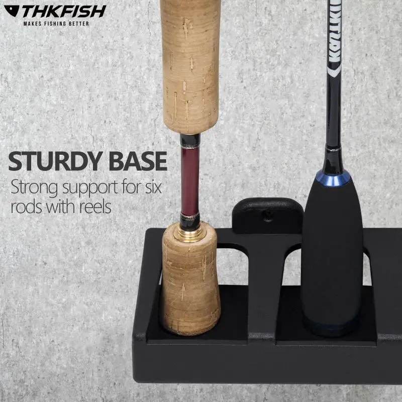 THKFISH, 1 par, estante de almacenamiento para caña de pescar, 8 agujeros, montaje en pared, soporte para caña de pescar, soporte Vertical Horizontal para cañas de pescar - imagen 3