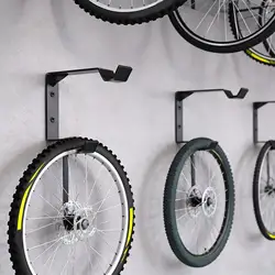 Soporte pared bicicletas con gancho vertical y sujeción de neumático