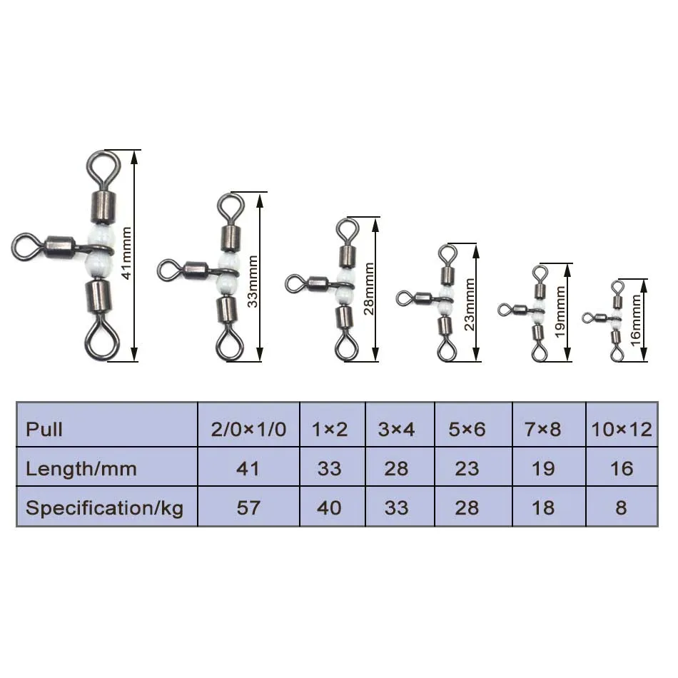 MNFT-rodamiento de bolas para pesca, aparejos de pesca de 3 vías, Triple rodamiento, sólido, luminoso, 100 piezas - imagen 4