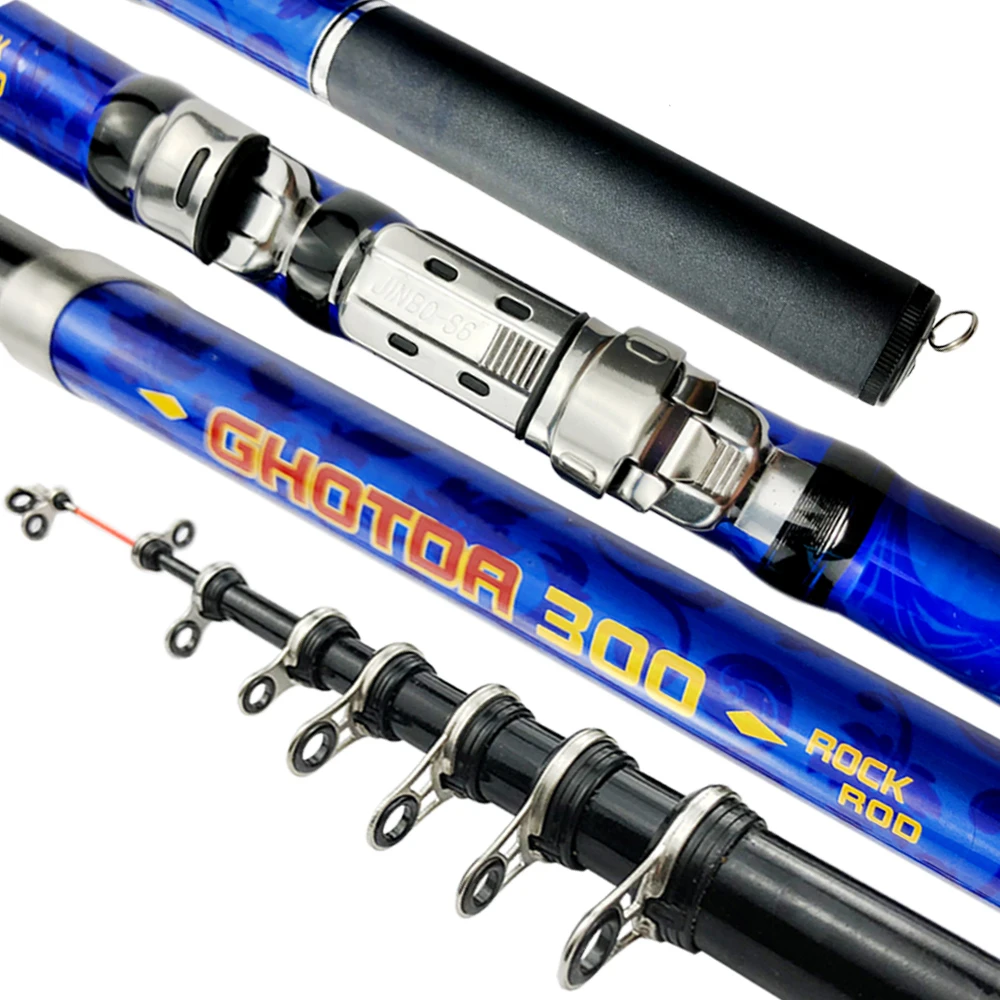 GHOTDA-caña de pescar de roca telescópica giratoria, alimentador de carpa de fibra de carbono, Mini viaje, ultraligera, 1,5 M-3,0 M - imagen 4