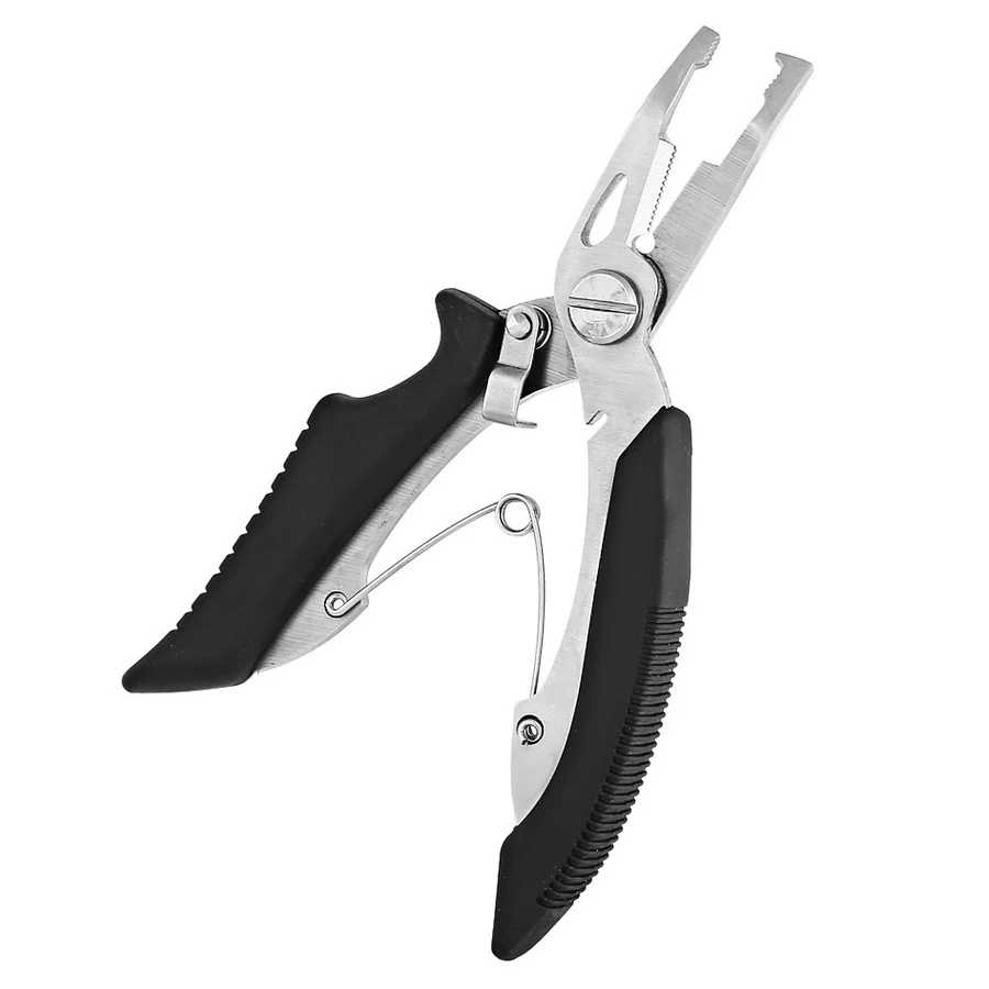 Alicates de pesca multifuncionales, tijeras, cortador de línea, removedor de anzuelos, accesorios de abrazadera de pesca, herramientas con bolsa, color negro, 1 Uds. - imagen 4