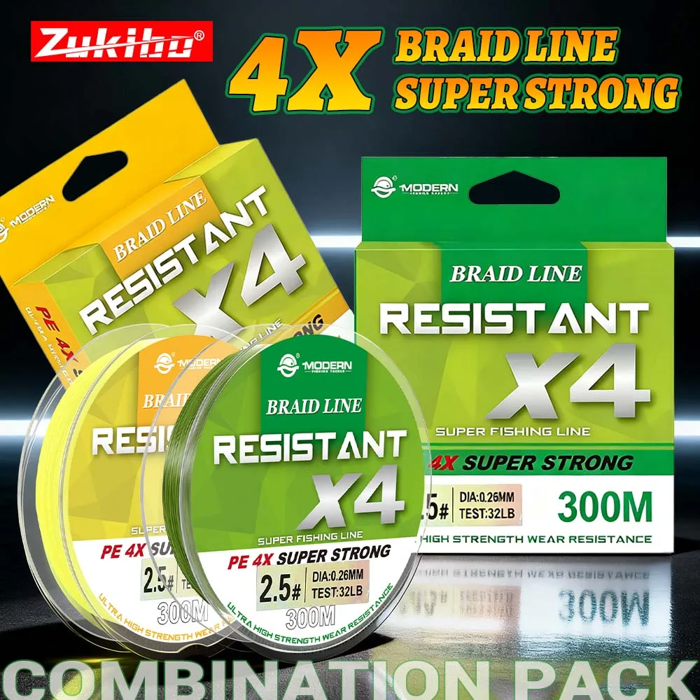 ZUKIBO-sedal de pesca de PE trenzado, 2 uds., extremadamente fino, 4 hebras, alambre de 300M, multifilamento fuerte, duradero, herramienta de línea de agua salada marina para carpa - imagen 2