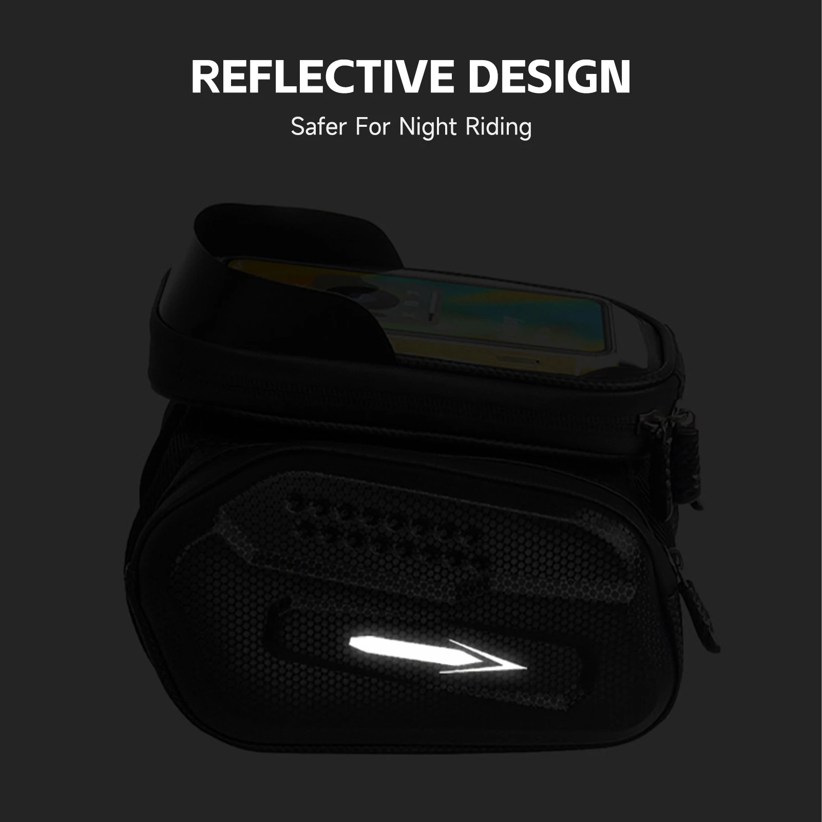 Bolsa para tubo superior de bicicleta, Exterior duro con soporte para teléfono de bicicleta, Compatible con pantalla táctil, conector para auriculares, gran capacidad, resistente a la lluvia - imagen 5