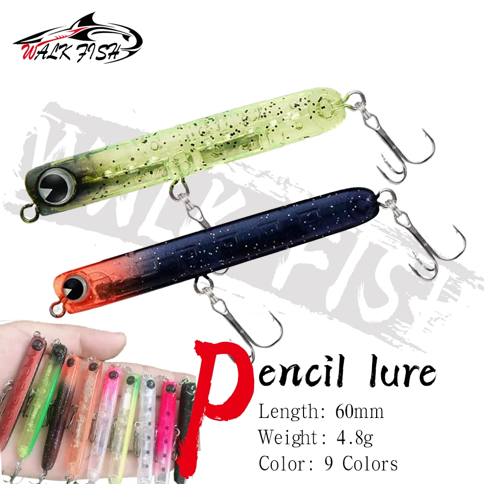Señuelo Lápiz Walk Fish 60 mm – Hundimiento Lento para Agua Dulce y Salada