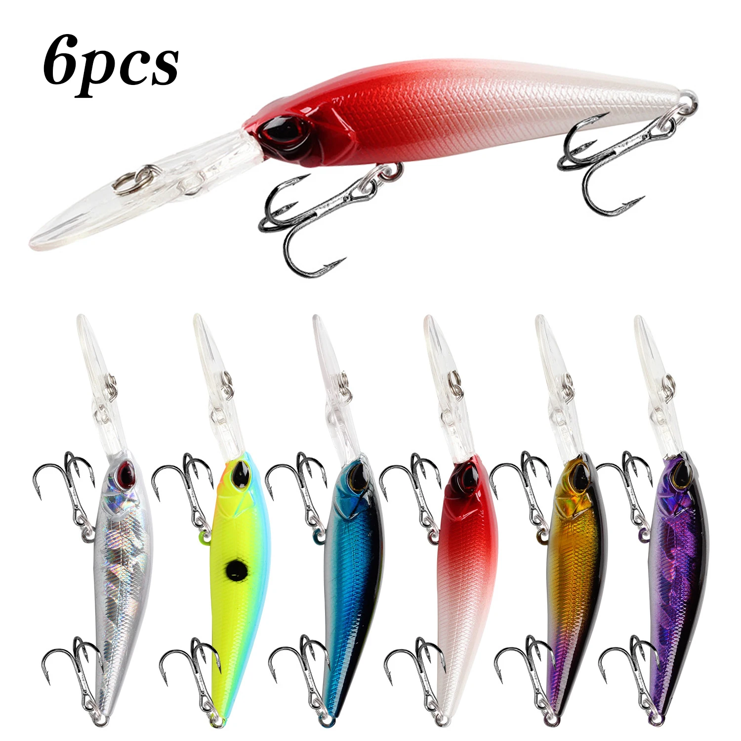 Señuelo de pesca Minnow, 6 uds., fundición larga, agua salada, lubina, cebo duro, pececillo para aparejos de pesca de lubina