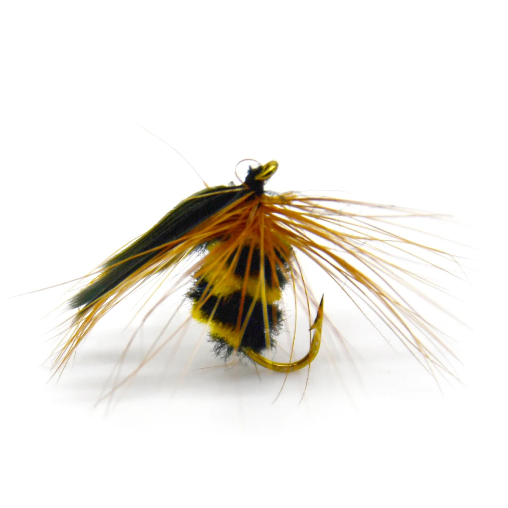 Moscas secas MNFT – Patrón abejorro negro y amarillo para trucha - imagen 2