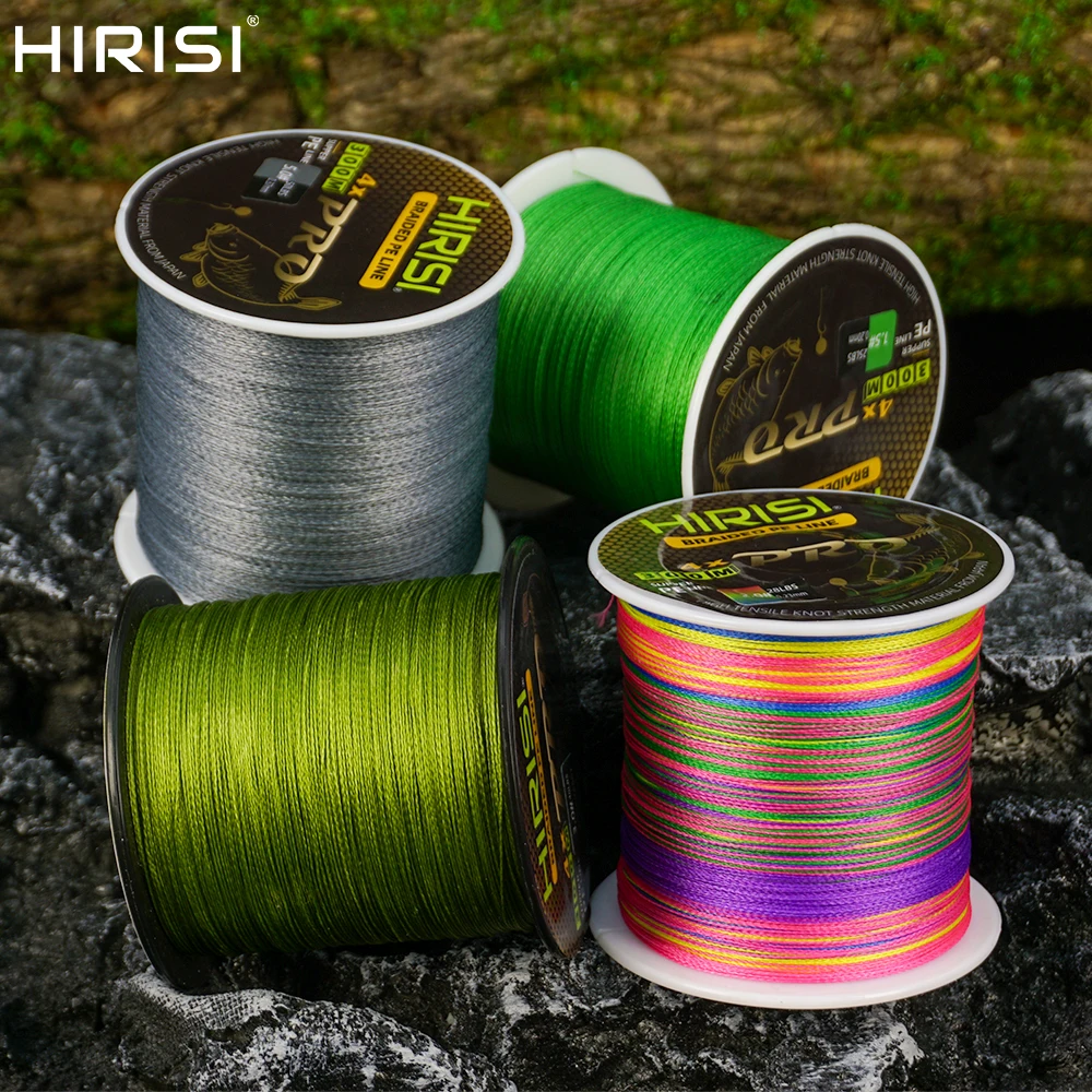 Hirisi-sedal de pesca trenzado de 4 hebras, multifilamento de 300M, pesca de carpa, alambre trenzado japonés, accesorio de pesca, línea de PE