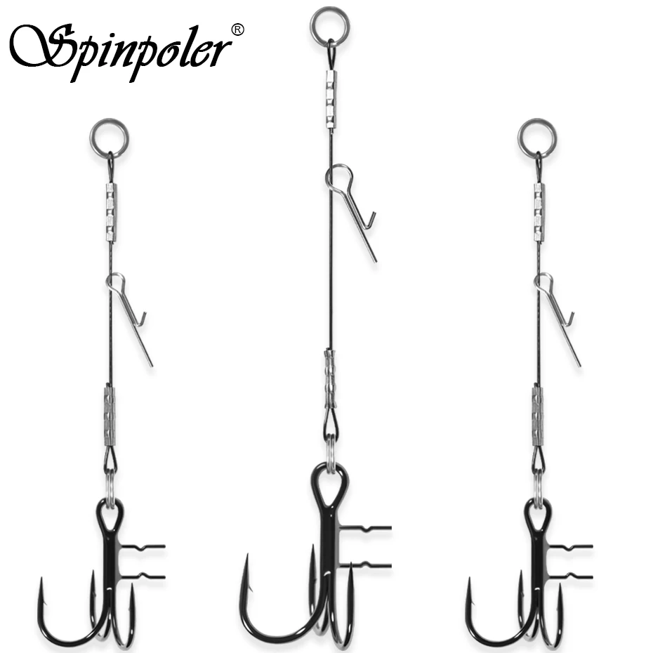 Spinpoler Antler-anzuelos triples con punta, aparejo Stinger, Lucio, pesca, cables de alto carbono, líderes, Softbait, accesorios de señuelos de goma para peces