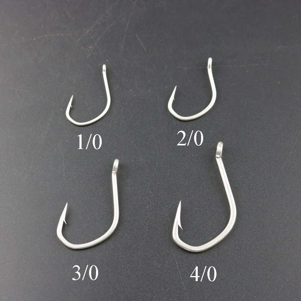 100 Uds anzuelos 1/0 2/0 3/0 4/0 cabezal de balanceo lento anzuelo de hierro para Jigging barco antioxidante estañado accesorios de Pesca de mar - imagen 3