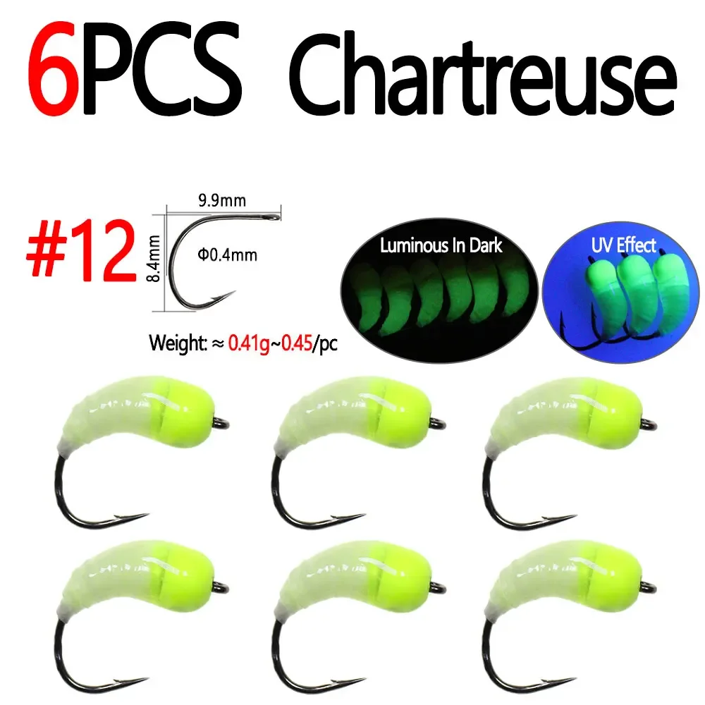 6pcs Chartreuse Sz12