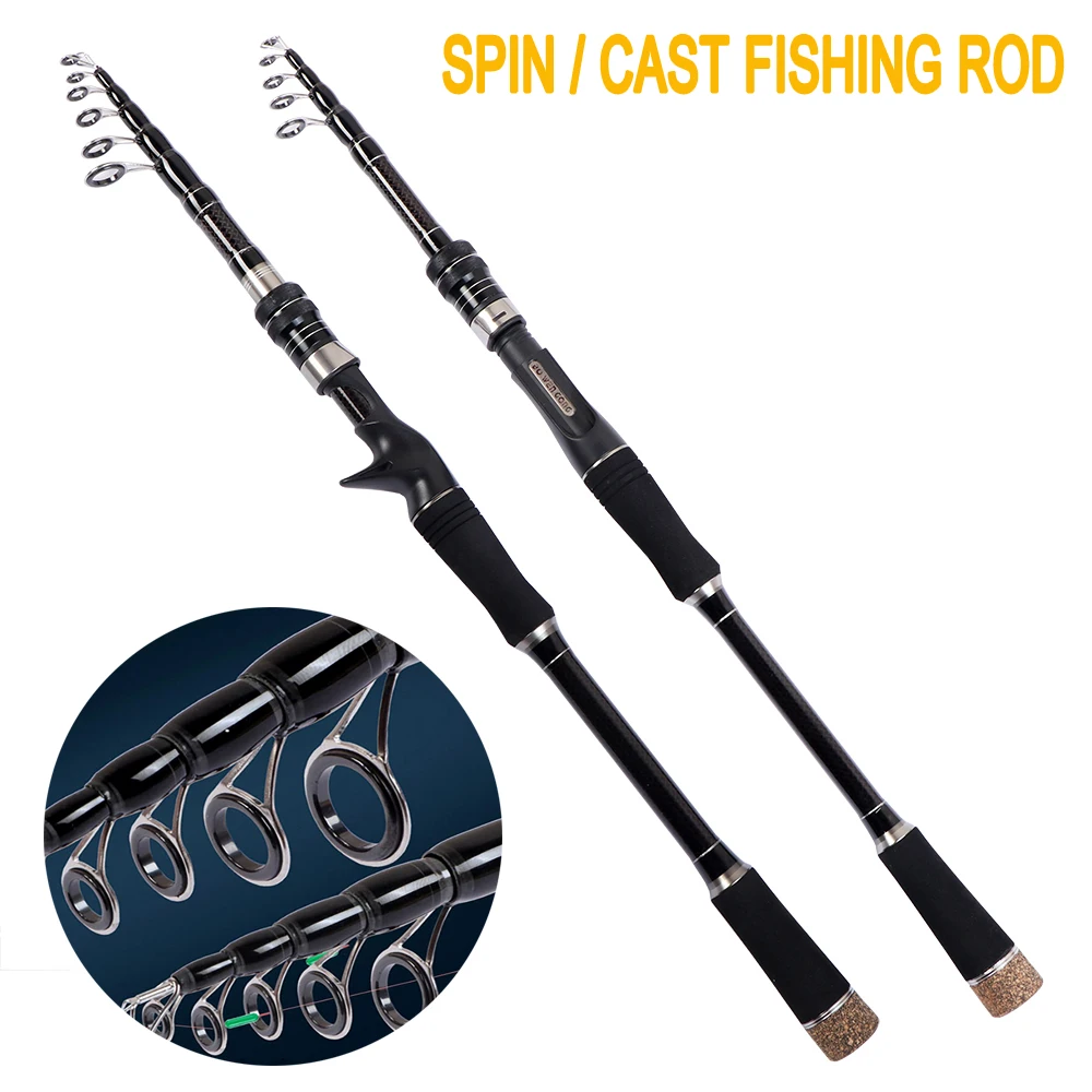 Caña de pescar de carbono ultraligera, 1,8 m-3,0 m, caña de señuelo de fundición/Spinning, Punta sólida superdura, cañas de pesca telescópicas rápidas para trucha - imagen 4