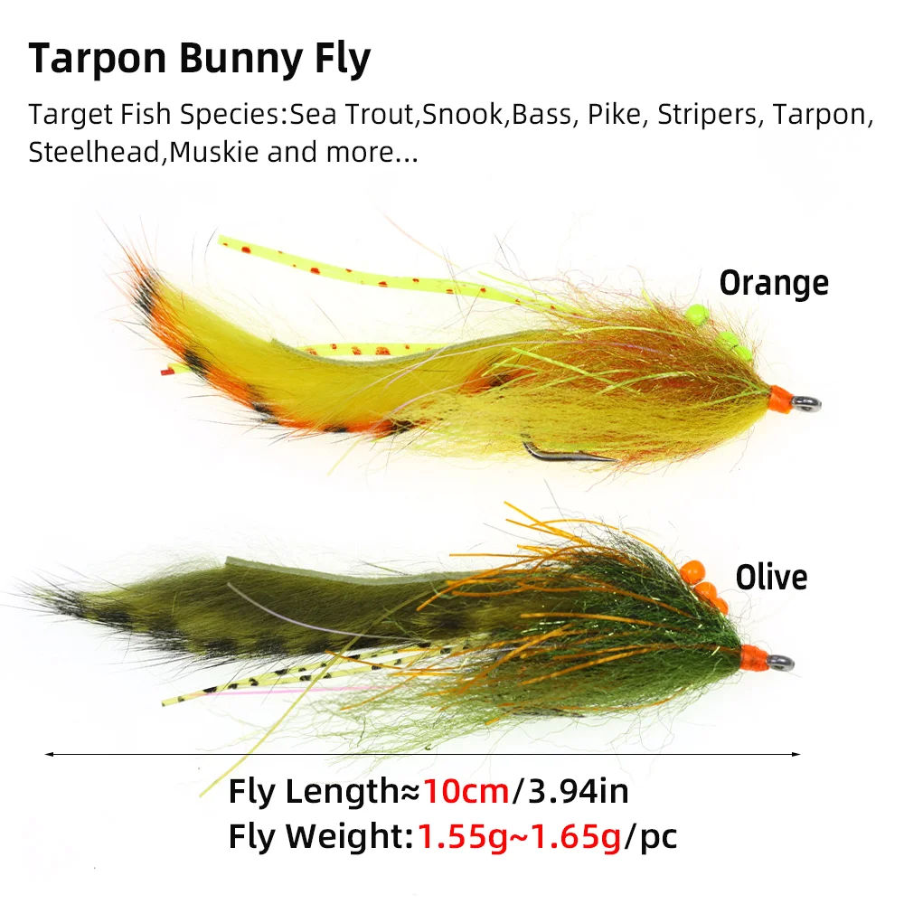Wifreo 3 uds/4 Uds 2/0 tira de liebre Zonker Streamer mosca con púas gancho de acero inoxidable Tarpon Bunny Fly Bass Pike cebos de señuelo de pesca - imagen 3