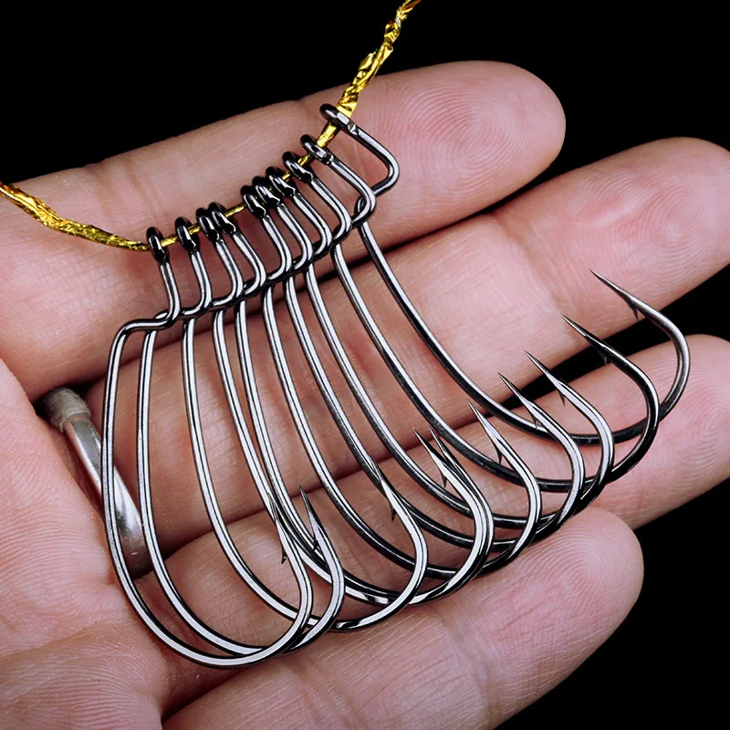 WALK FISH-anzuelo de pesca de 50 piezas, anzuelo de manivela ancha de acero al carbono, señuelo de gusano suave, con púas, para pesca de carpa - imagen 3