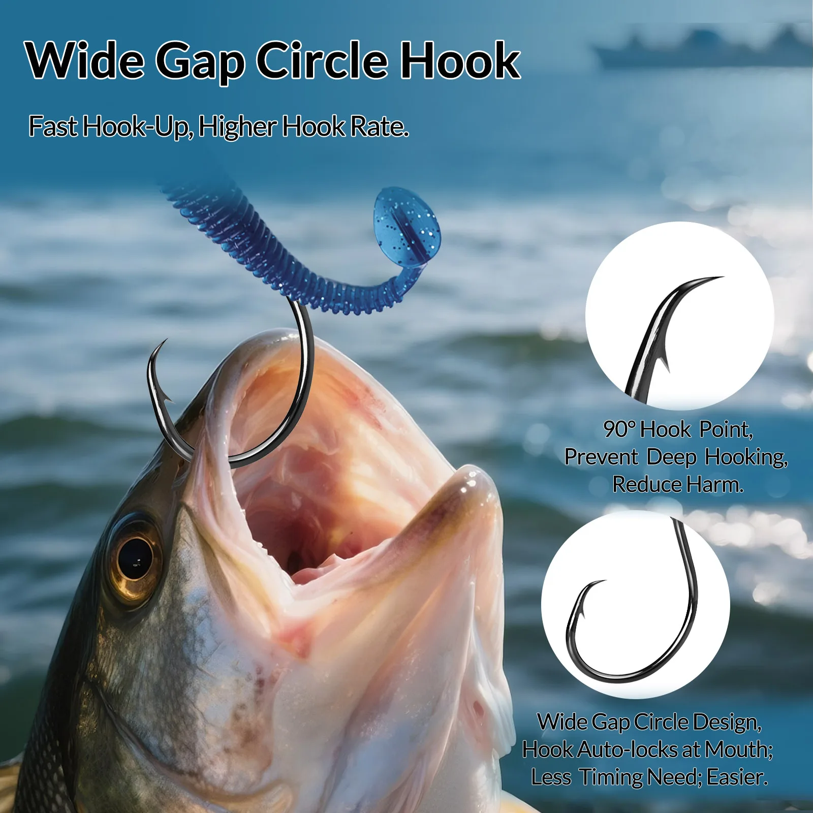 Anzuelo Circular Ancho para Lubina y Crappie – Agua salada y dulce - imagen 4