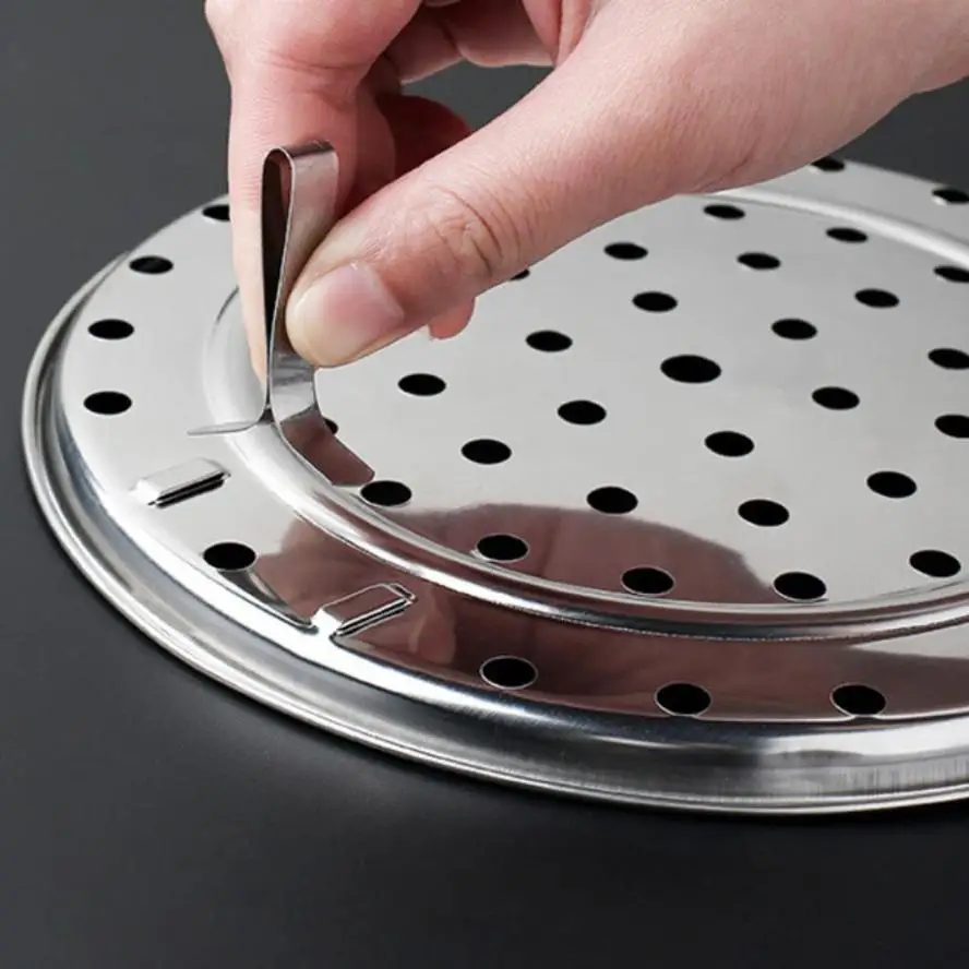 Juego de rejillas para vaporizador, estantes para cocinar al vapor ventilados multicapa apilables de acero inoxidable con agujeros, herramienta de cocina, 1 Uds. - imagen 5