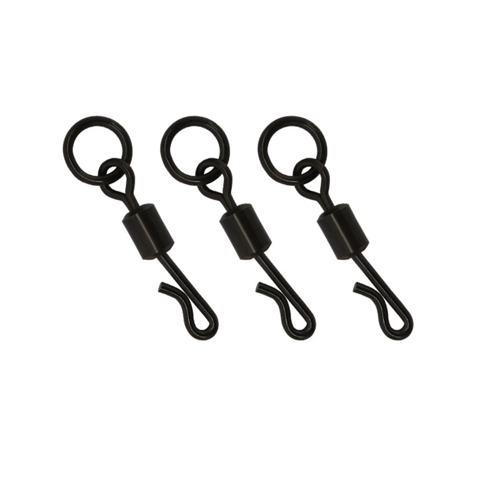 Anillo flexible para Pesca de carpa, 500 Uds., con forma de Q, negro mate, giratorio, ojo grande, cambio rápido, herramienta de conector sólido, accesorios para aparejos de Pesca - imagen 2