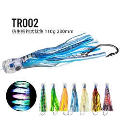 TR002 23cm 130g UV Trolling señuelo cebo cabeza de resina pulpo calamar falda cebo gran juego arrastre Pesca Marlin atún Pesca cebo duro