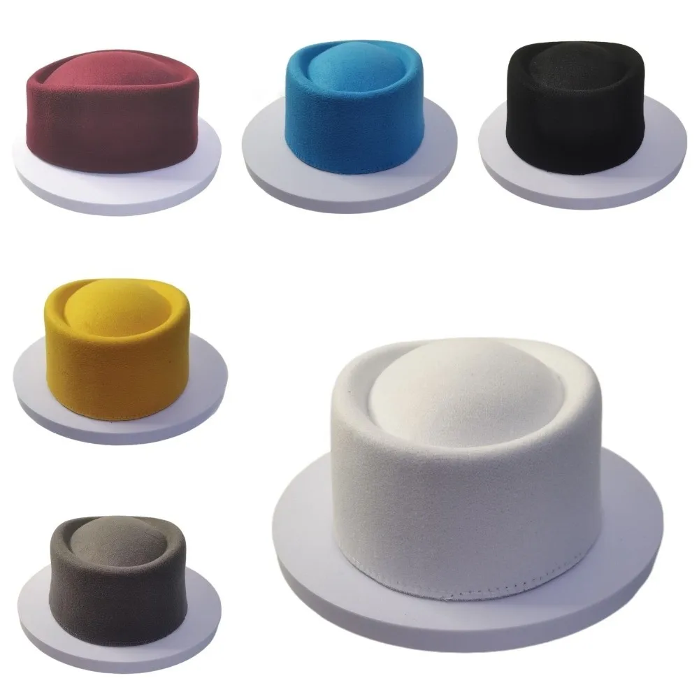 Sombrero de copa Formal de moda, sombrero de lana de imitación con cúpula dura para puesta en escena, sombreros de fieltro versátiles y encantadores para fiesta - imagen 3