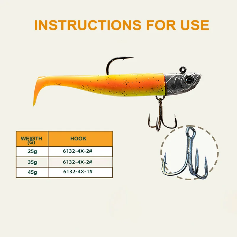 EWE 25/35/45g JIG Head alta gravedad arrastre máximo 26kg HCS 4 veces anzuelo de pesca más fuerte y señuelo suave de 10g para agua de mar - imagen 3