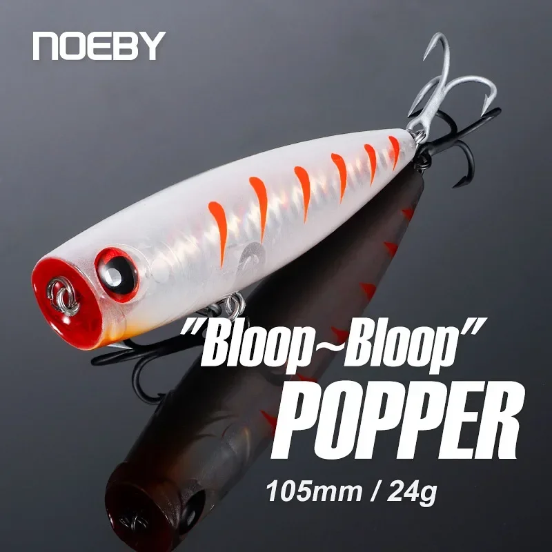 Noeby 105mm 24g Topwater Popper Señuelos de Pesca Wobblers cebos duros artificiales de fundición larga Señuelos de Pesca de agua dulce de agua salada - imagen 3