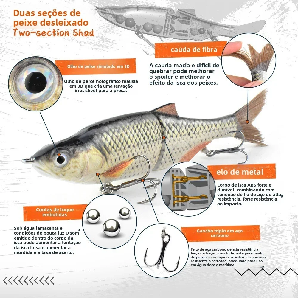 Swimbait 3D articulado acción S – Señuelo duro hundimiento lento - imagen 5