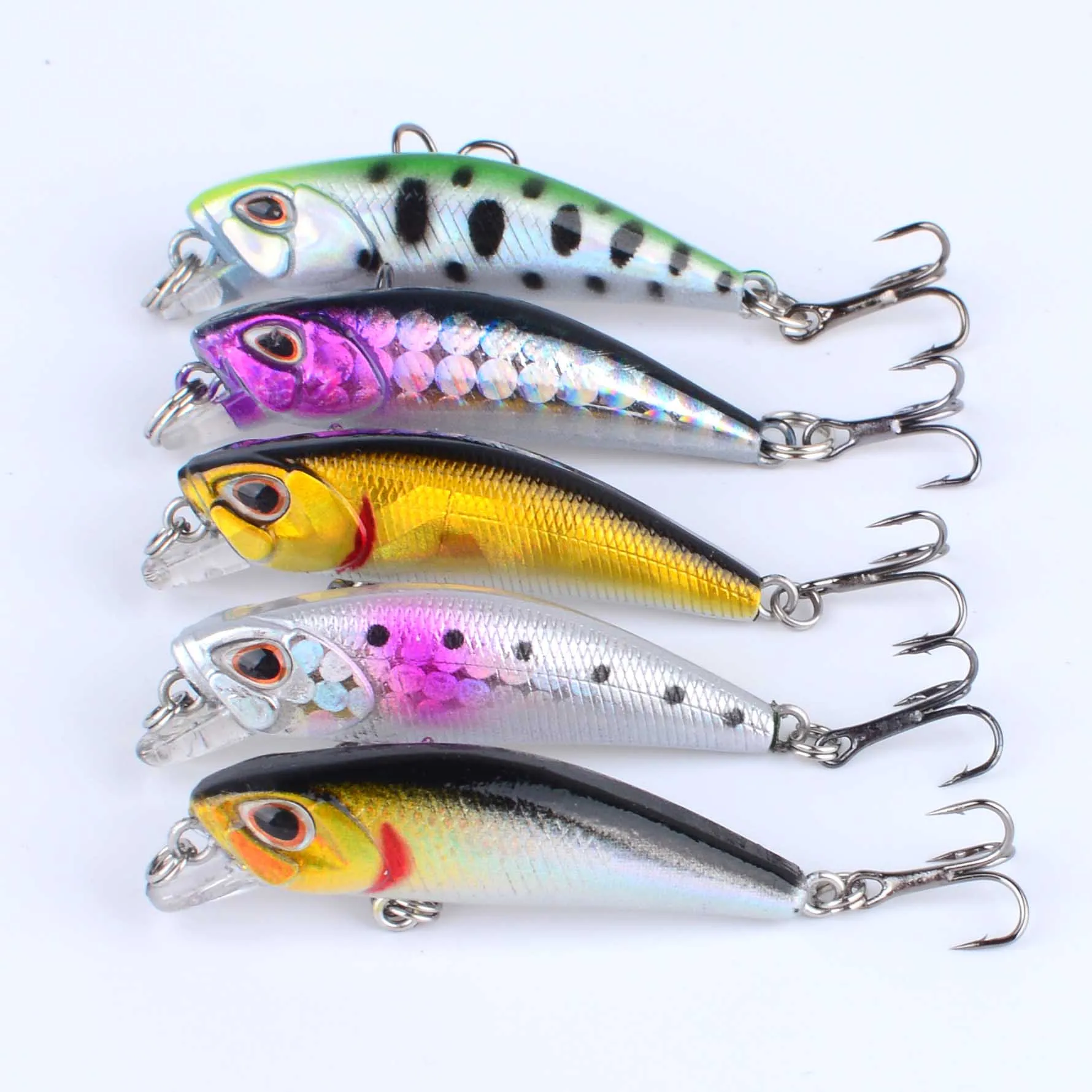5 uds Mini Minnow Señuelos de Pesca Wobblers hundimiento lento cebo duro de plástico Artificial Crankbait Jerkbait Pesca aparejos de lubina - imagen 5