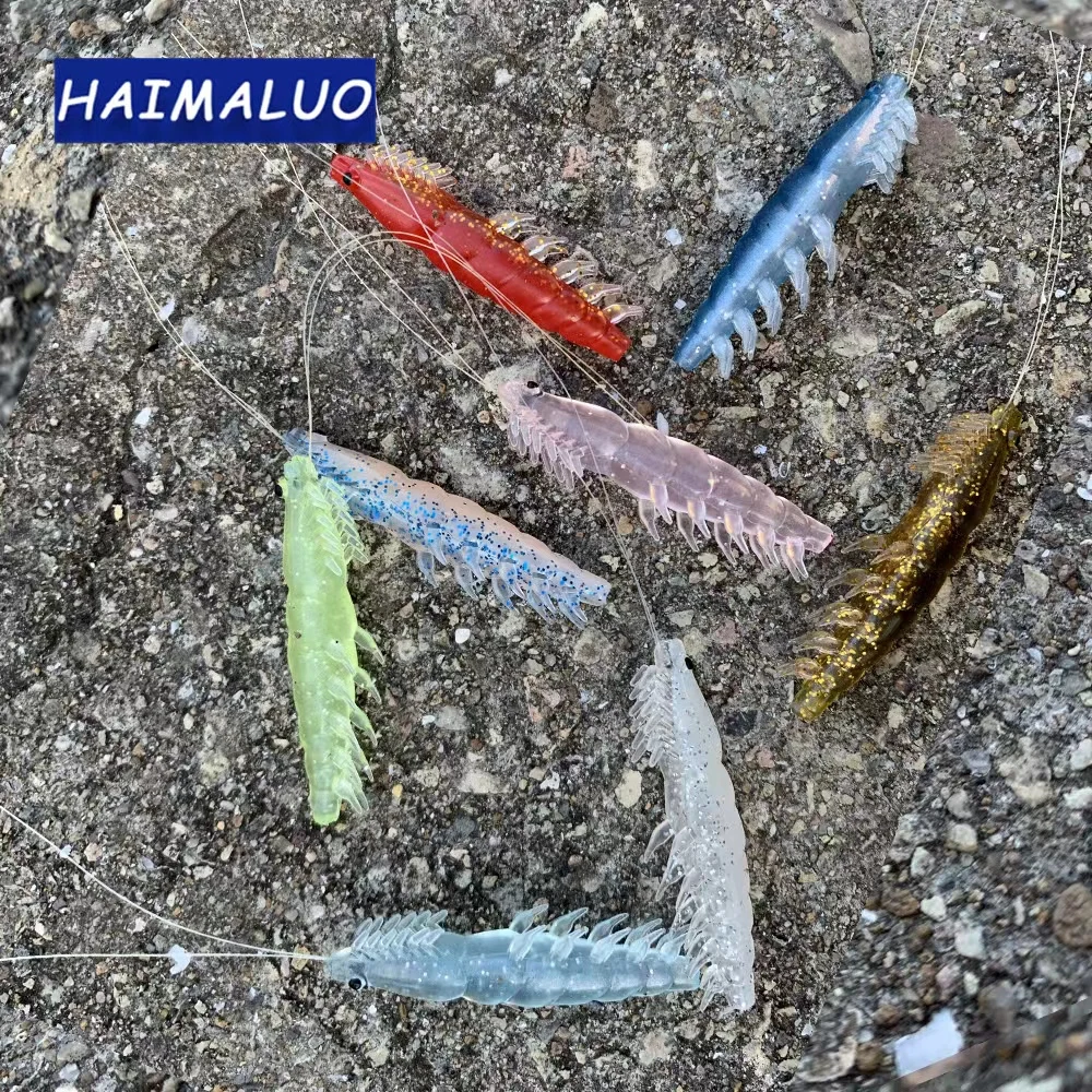HAIMALUO cebo de silicona suave, camarones morder, carpa, lubina, señuelo de pesca de Lucio, señuelo Gamba Gambas Gambita, gusano de mar Swimbait Rockfishing - imagen 3