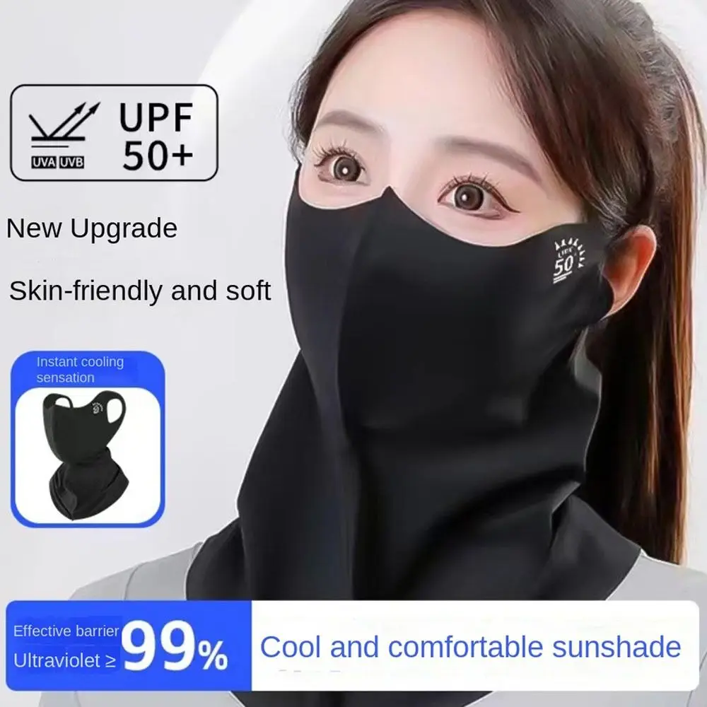Máscara de protección solar de seda de hielo a la moda UPF50 + bufanda transpirable Anti-UV para el cuello máscara facial parasol 3D a prueba de polvo verano - imagen 2