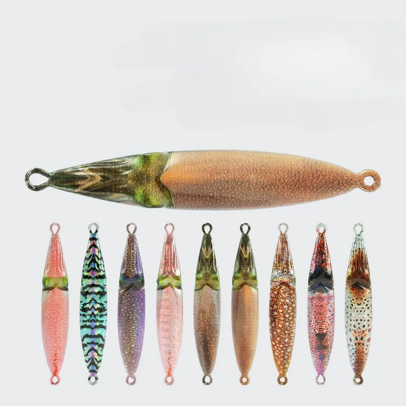 Placa de hierro de pulpo, pintura en aerosol 3D de escamas de pescado reales, Color biomimético, cebo de carretera Ya, lanzamiento de largo alcance de cebo de caballa, 21g - imagen 3