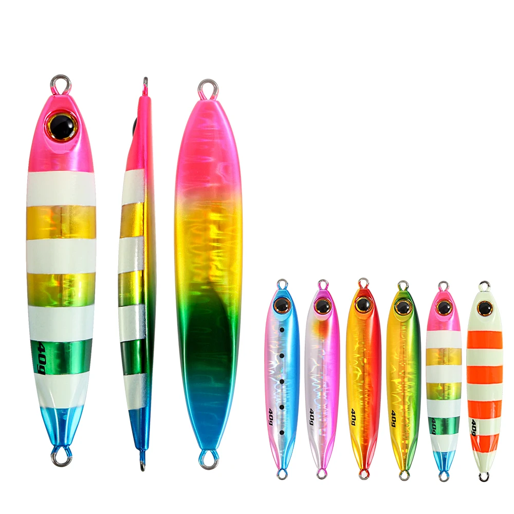 CASTFUN-plantilla de Metal delgada fundida, 40g, 60g, señuelo de Jigging Shore, plantilla de paso lento, cebo Artificial de lubina costera - imagen 2