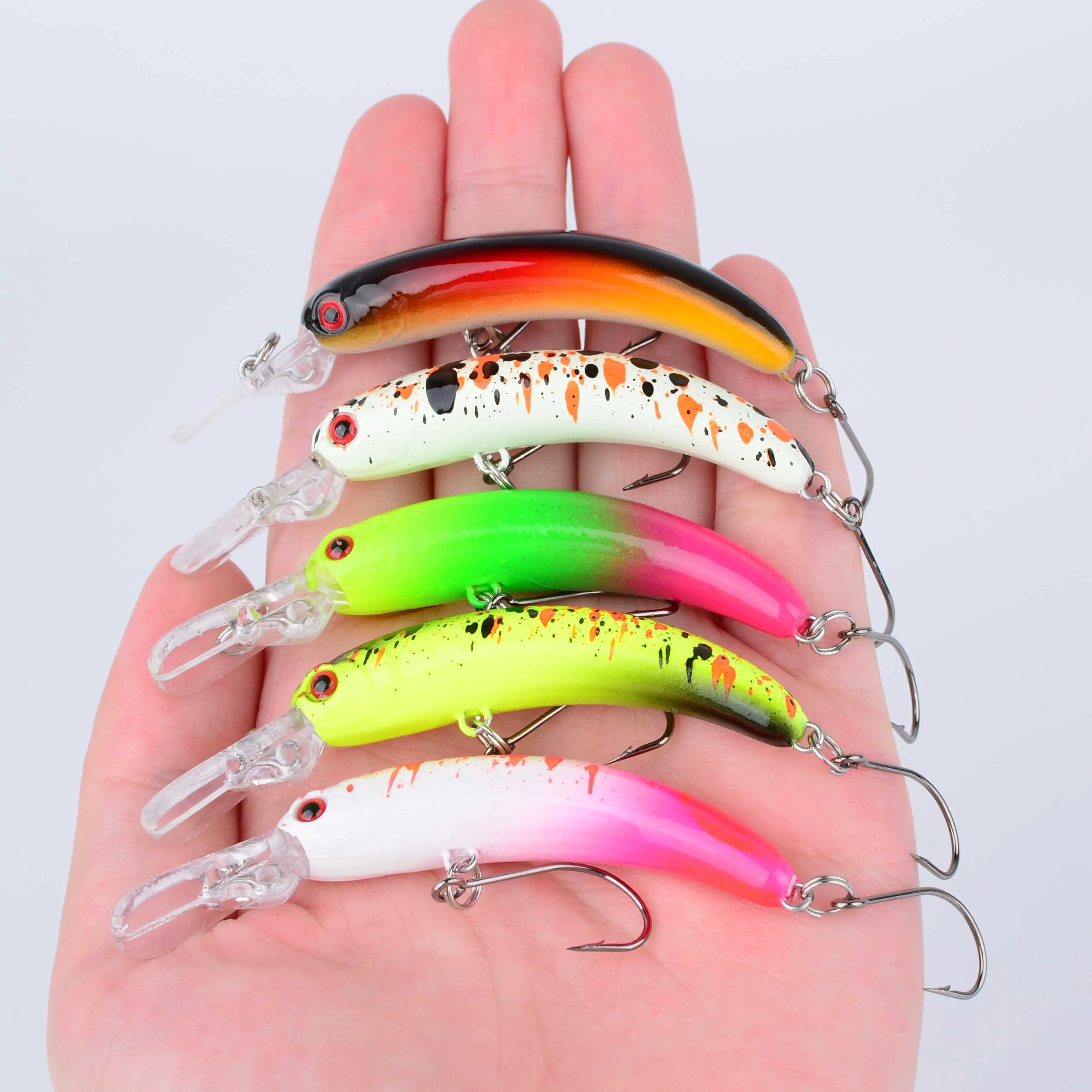 Señuelo de pesca de pececillo de hundimiento lento, cebo duro Artificial, anzuelo afilado, Crankbait Wobbler, trucha, Lucio, pesca de lubina, 5 uds. - imagen 4