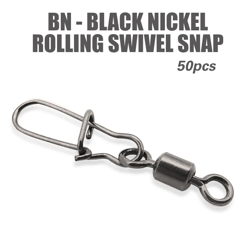 LUREHOLIC Broche giratorio de níquel negro para pesca con señuelo 50 piezas por bolsa 304SS Resistencia a la CORROSión de ALTA RESISTENCIA - imagen 4