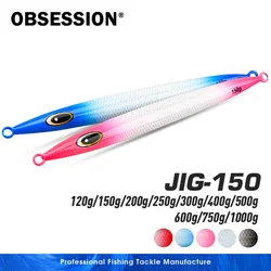 OBSESSION J150 400g 500g 600g 750g 1000g peso grande pesca en agua salada señuelo de Jigging de Metal plantillas brillantes señuelos Jigbait de hundimiento rápido