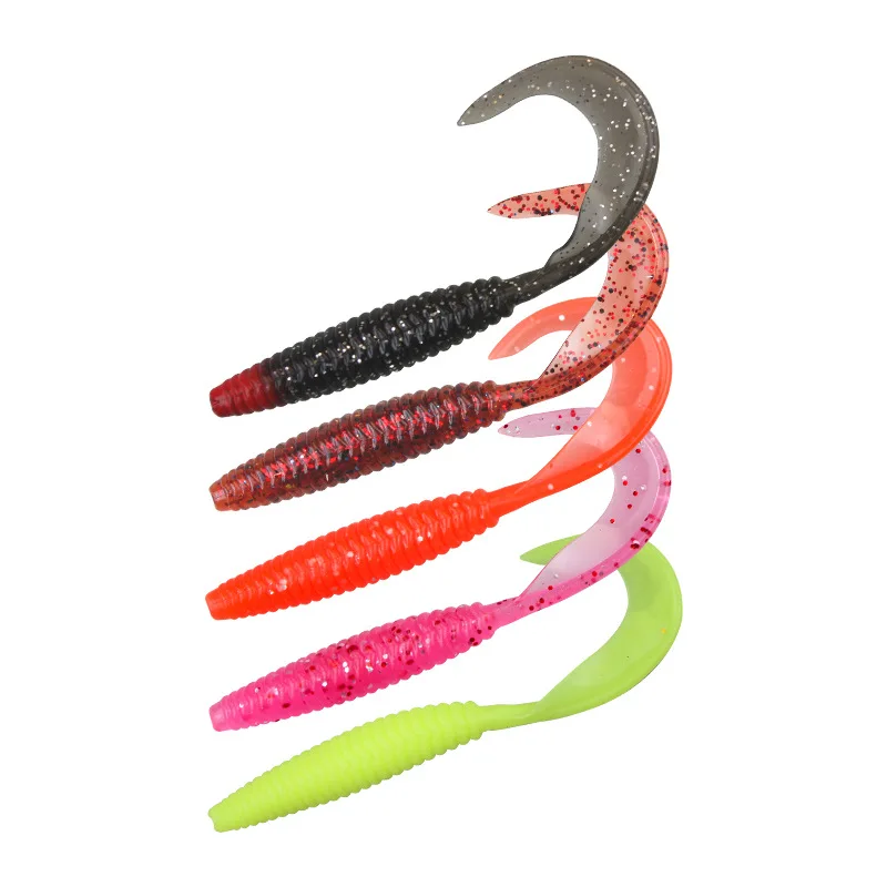 MUKUN 4 Uds TPE señuelo flotante 13cm/5g señuelo suave cebos de gusano cola larga Flexible gusanos de tierra de silicona señuelo de pesca realista - imagen 5
