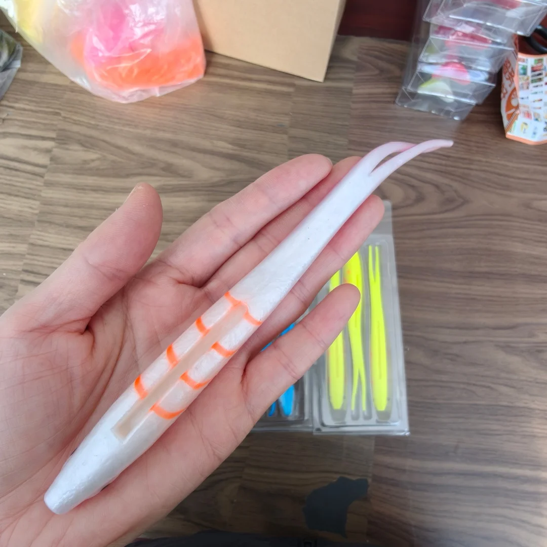 Swolfy 9 Uds 17cm 18g flotante caída tiro cebo suave señuelo de pesca en forma de V cola dividida gusano Topwater Swimbait - imagen 5