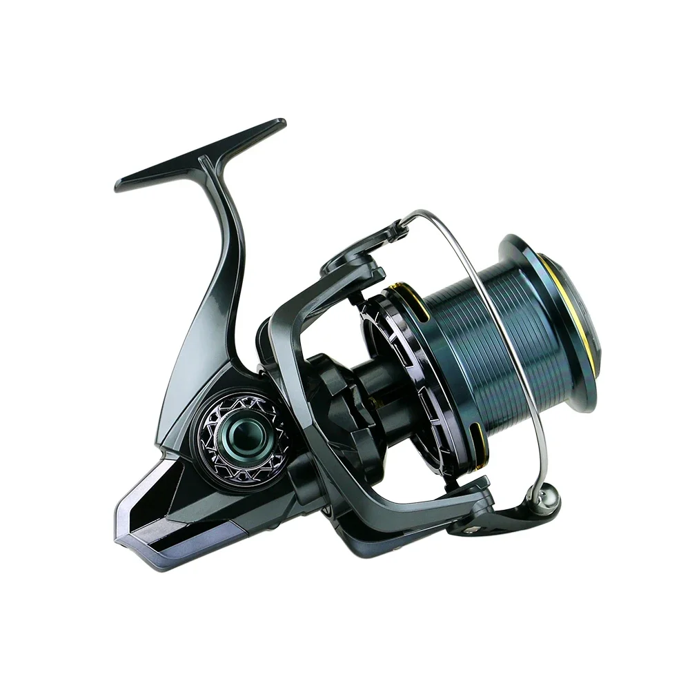 Carrete de pesca ultraligero de aleación de aluminio, rueda giratoria de fundición larga, anticorrosión, serie 9000-14000, 18 + 1 BB, arrastre 4,7: 1, 20KG - imagen 5