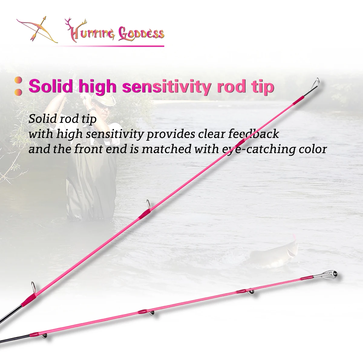 Hunting Goddess-caña de pescar de carbono de acción rápida para mujer, caña de pescar de 5 pies UL, súper ligera, color rosa sólido, 1,35/1,5/1,68/1,8 m - imagen 4