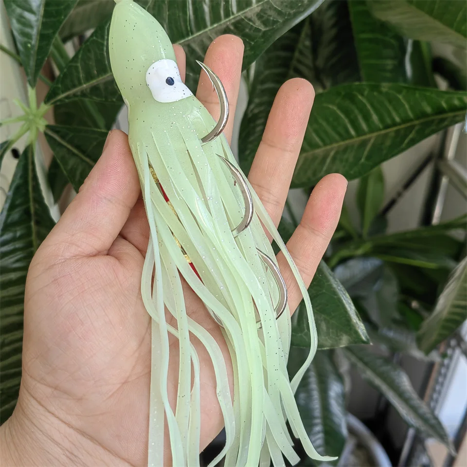 SWOLFY-anzuelo de Jigging para pesca de pulpo, señuelo suave para curricán, plantilla de goma, falda de calamar Artificial, atún amoldado, Wahoo, pez vela, cebo de halubut - imagen 5