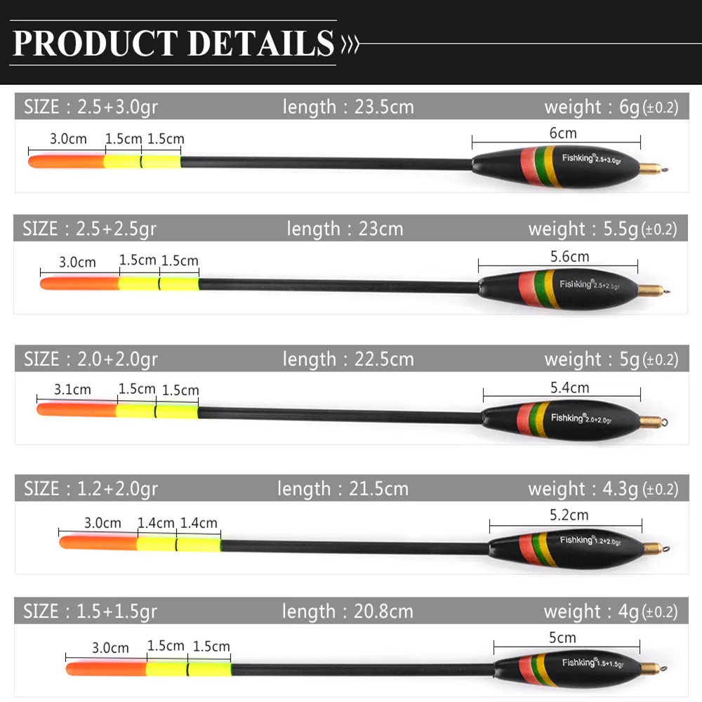 5 piezas de accesorios de equipo de pesca al aire libre para flotador de pesca con camisa de madera de plomo, gran flotabilidad y cola gruesa - imagen 2