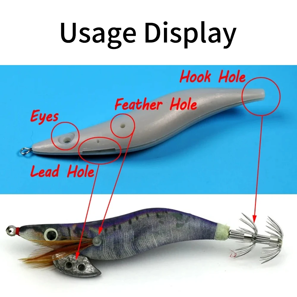 Señuelo calamar plomo madera pesca camarones agua salada - imagen 5