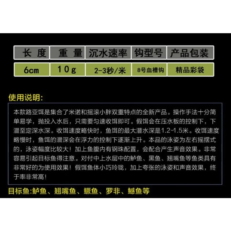 Luya-Cebo de pez Mandarín de hundimiento lento, cebo biónico de lubina, Grouper, pequeño, gordo, 10g - imagen 3