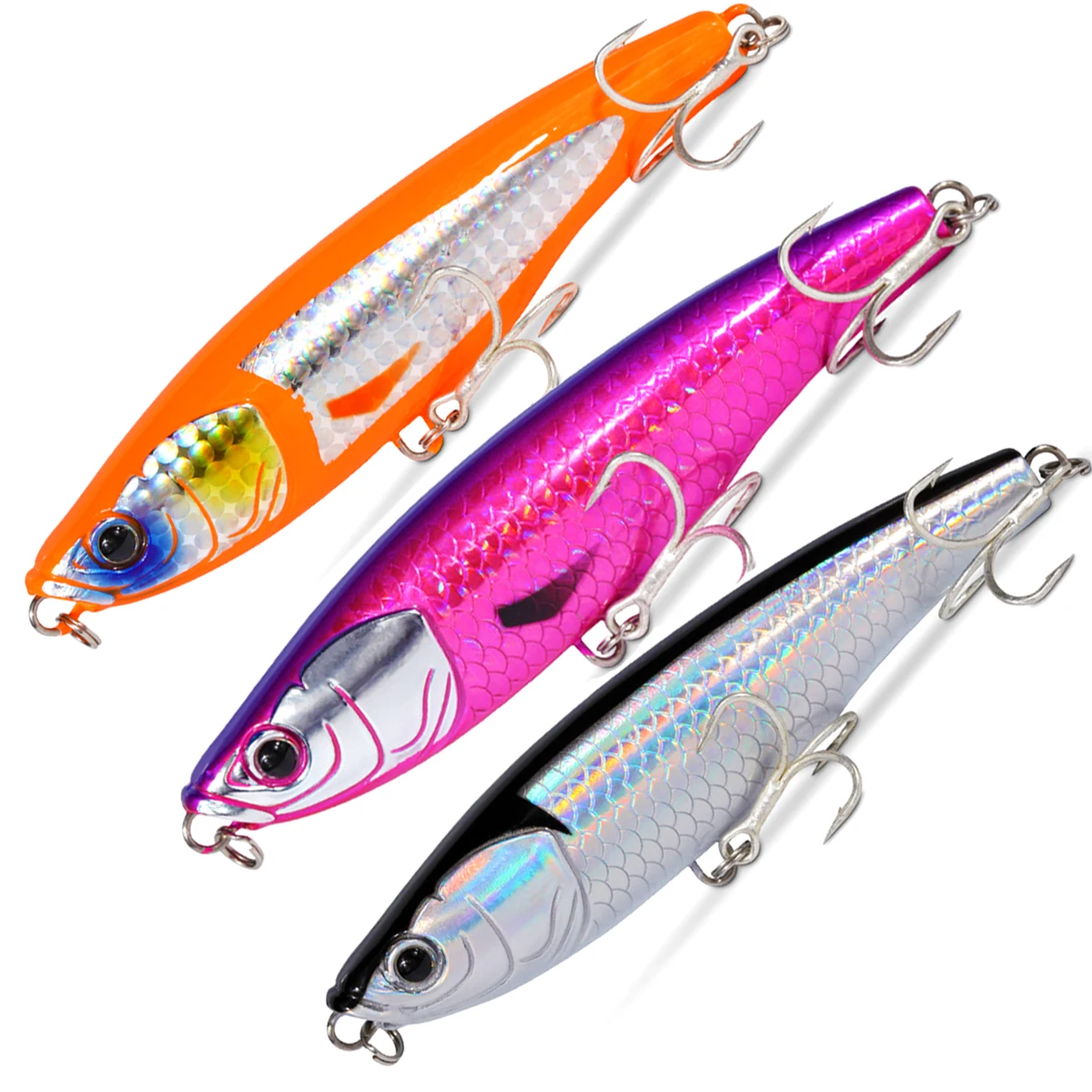 Popper Stickbait 11cm 51g señuelo tipo lápiz que se hunde anzuelo de agua salada Swimbait atún Wahoo Pesca Wobbler de fundición larga equipo de Pesca de mar - imagen 5
