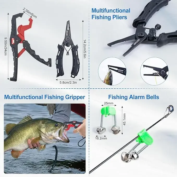 Goture-Kit completo combinado de caña de pescar, 1,8 m, 2,1 m, 2,4 m, 2,7 m, carretes giratorios, flotador, señuelos, gancho, accesorios de controlador de línea - imagen 5