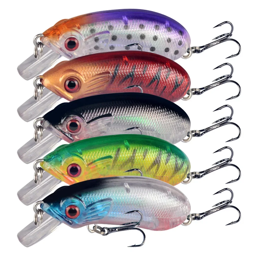 Señuelo duro de pesca de pececillos, cebo Artificial biónico, ojos 3D, 50mm, Wobblers, Crankbait, hundimiento, duro, 1 piezas - imagen 5