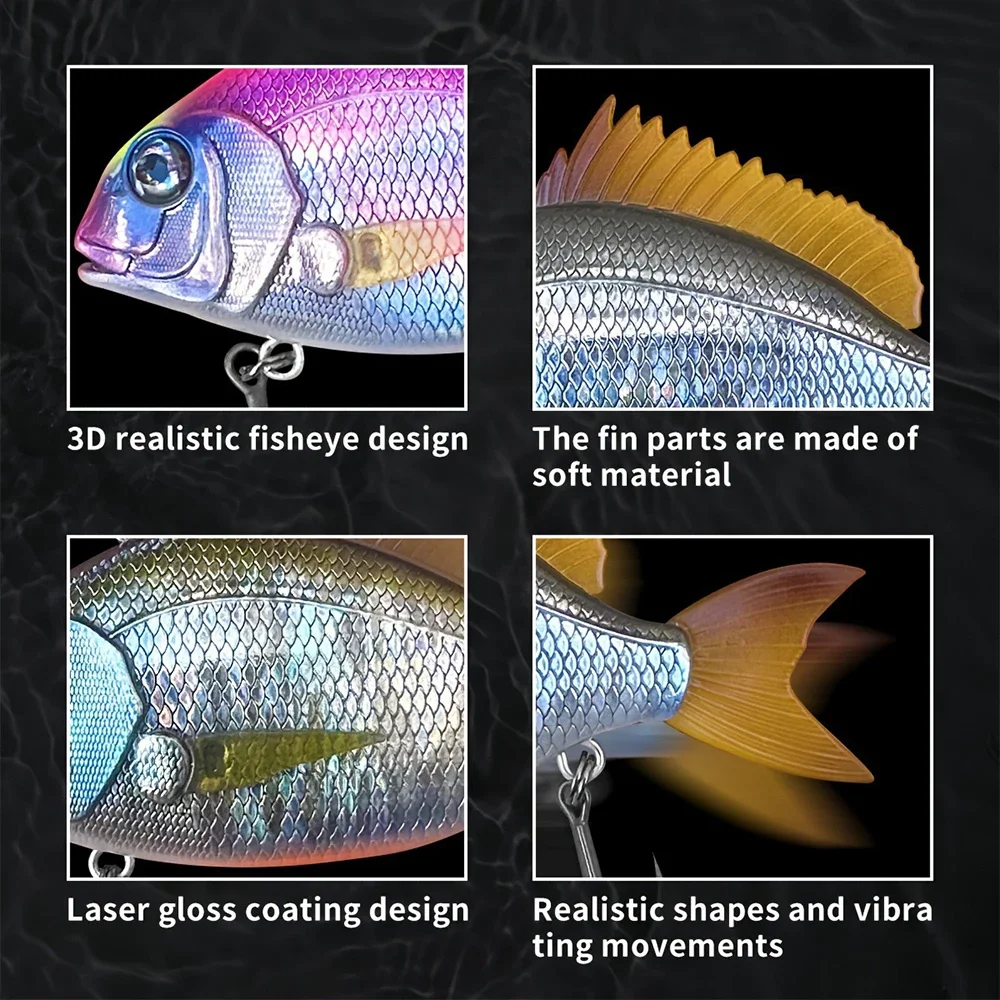 Señuelos de pesca de simulación 3D, 65mm, 24g, cebo Wobblers flotante de larga distancia, cebo de pesca duro Minnow para lubina Isca Crankbait - imagen 3