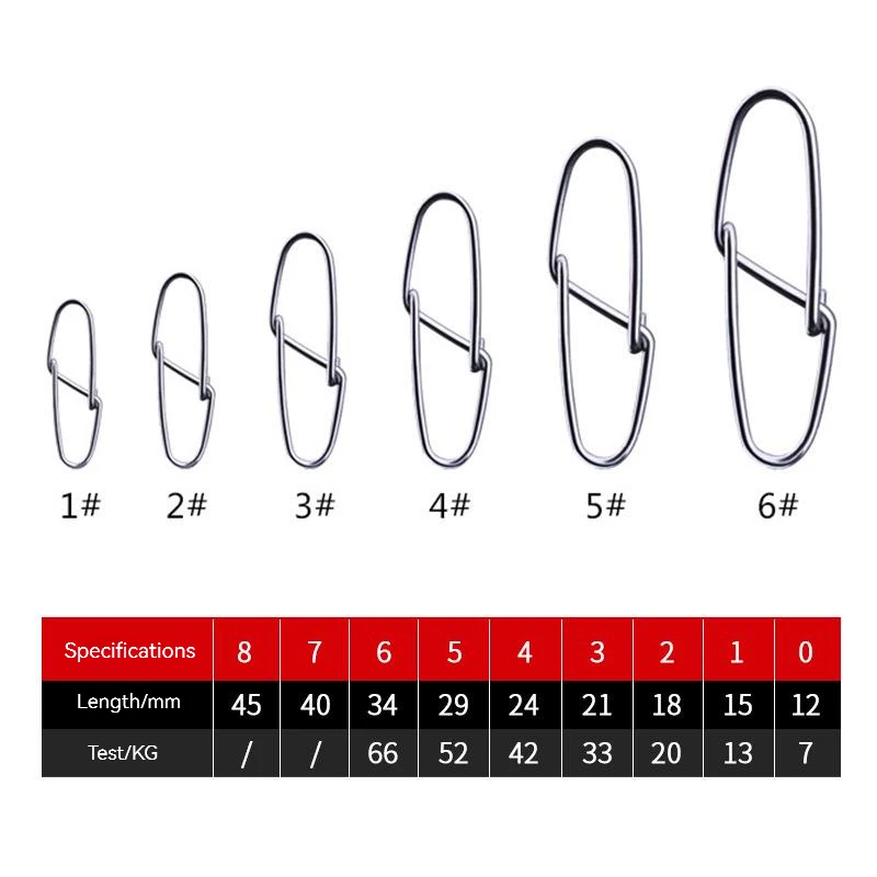 Conector de pesca de 50 Uds., bloqueo de Clip rápido, anillos giratorios sólidos, broches de seguridad, herramienta de gancho de pesca, Pin de presión, aparejos de Clip Fastlock