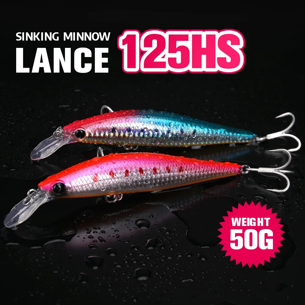 TSURINOYA 4 Uds 125mm 50g hundimiento Minnow señuelo de pesca LANCE pesca en el mar agua salada cebo duro barco aparejos atún caballa GT - imagen 3