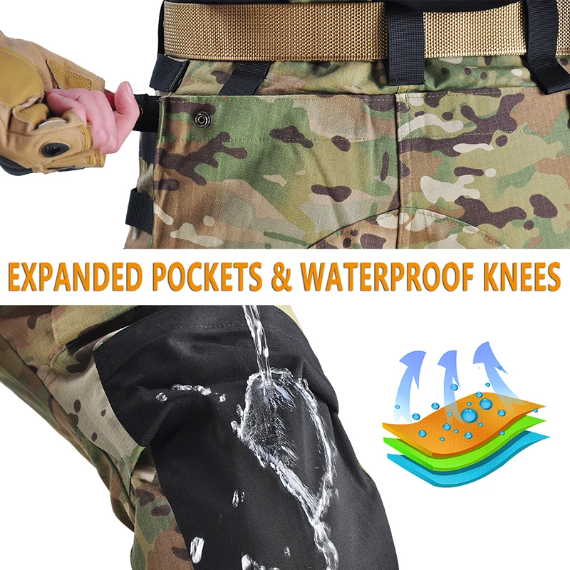 Pantalones tácticos con múltiples bolsillos elásticos para hombre, pantalón táctico militar para ir al trabajo urbano, ajustados, Cargo, 2022 - imagen 5